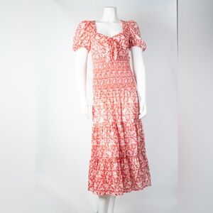 Likely Red and White Floral Maxi Dress